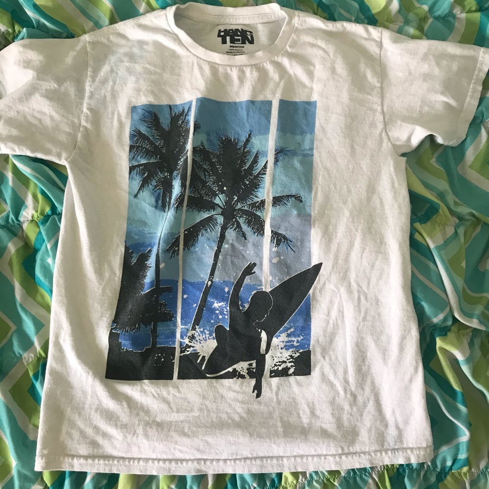 white beach pattern t-shirt